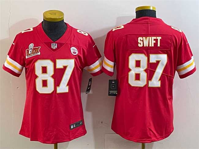 Women's Kansas City Chiefs #87 Taylor Swift Red 2025 Super Bowl LIX Patch Vapor Untouchable Limited Stitched Jersey(Run Small),We sell and wholesale Women's Kansas City Chiefs #87 Taylor Swift Red 2025 Super Bowl LIX Patch Vapor Untouchable Limited Stitched Jersey(Run Small) on line form chian!